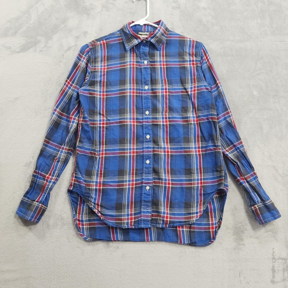 Denim & Supply Ralph Lauren Shirt‎ Womens S Blue Plaid RL Boyfriend Long Sleeve